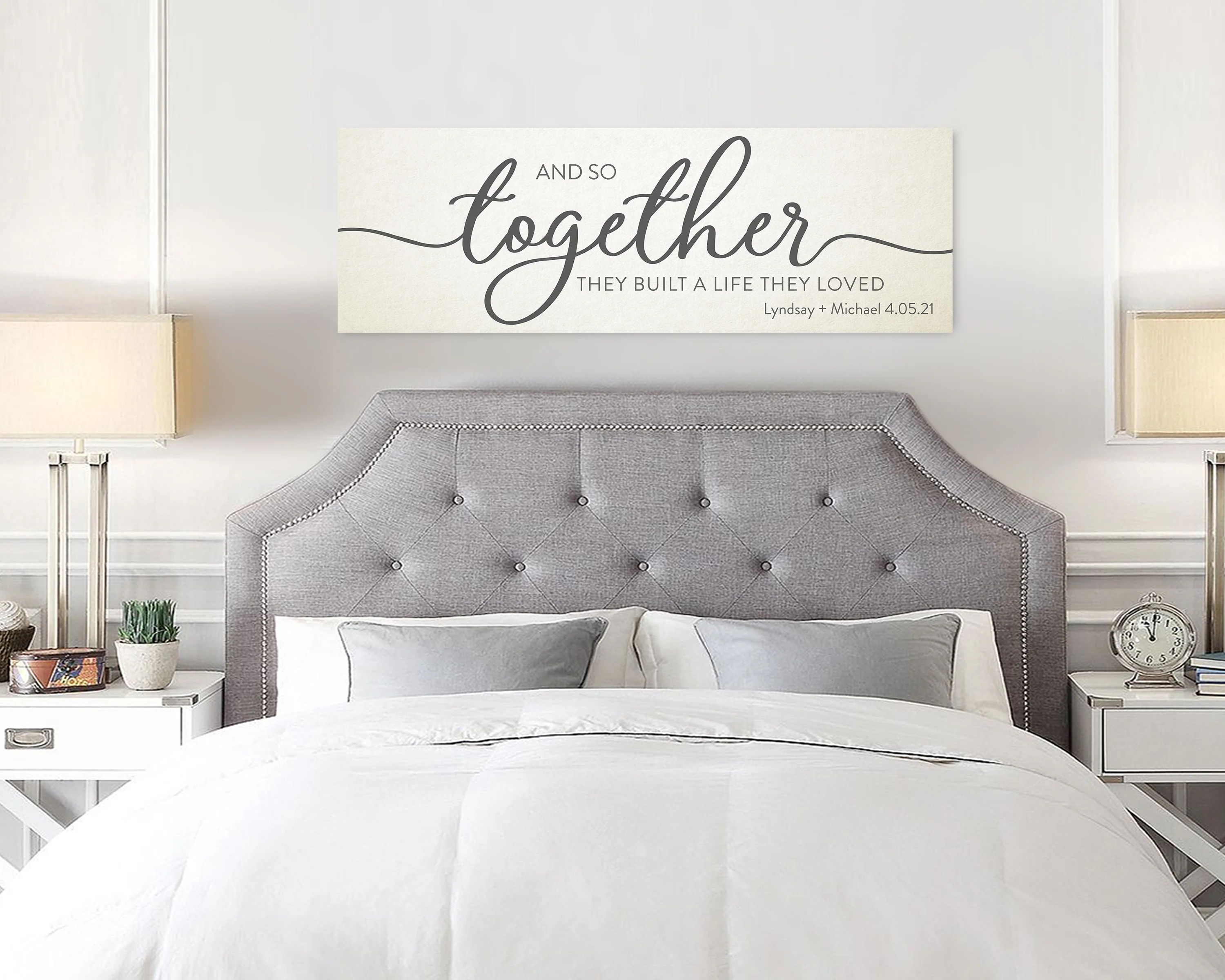 Ivory 14th Anniversary Wall Art – Personalized 'And So Together They Built a Life They Loved' Sign