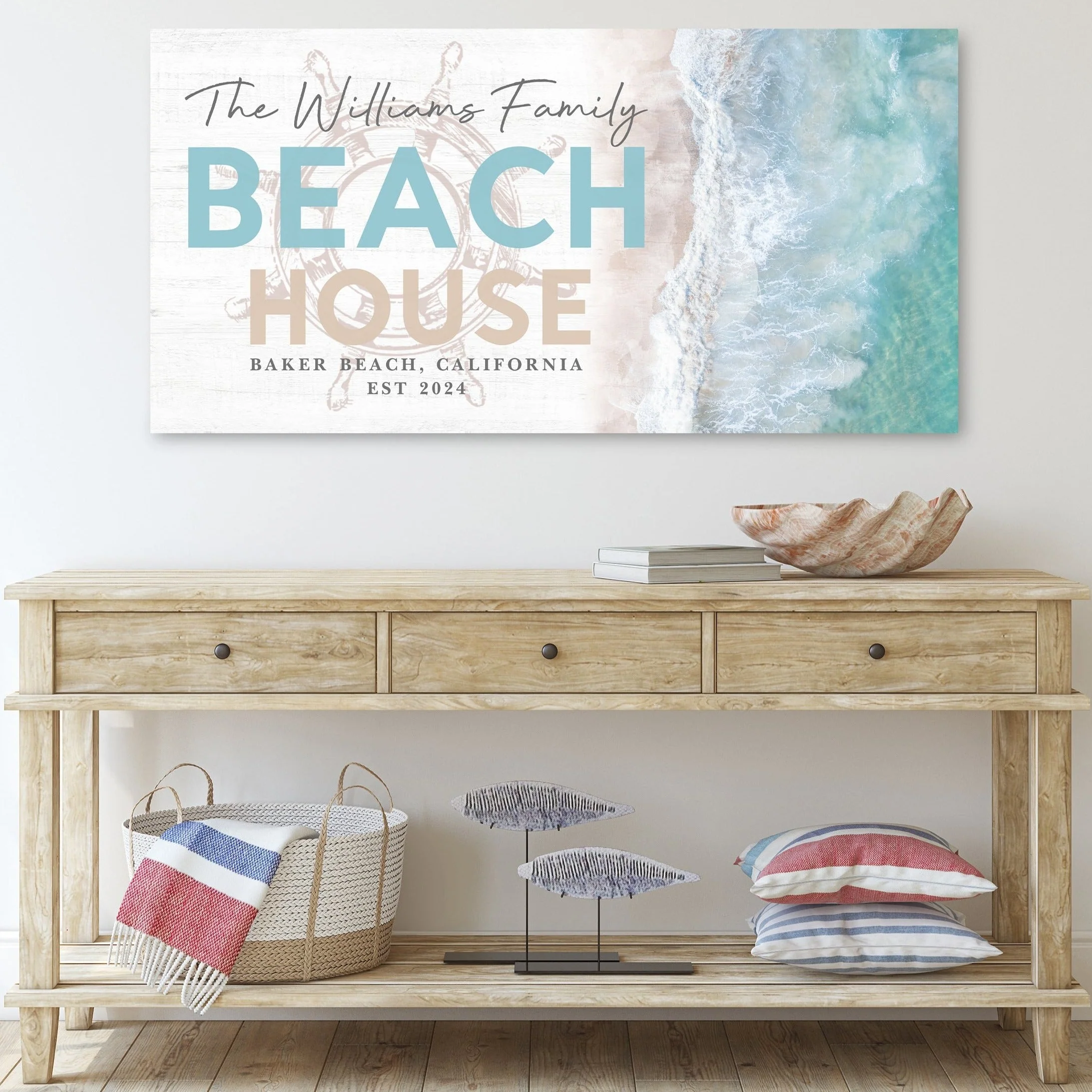 Custom Beach House Sign. Family Beach House Sign