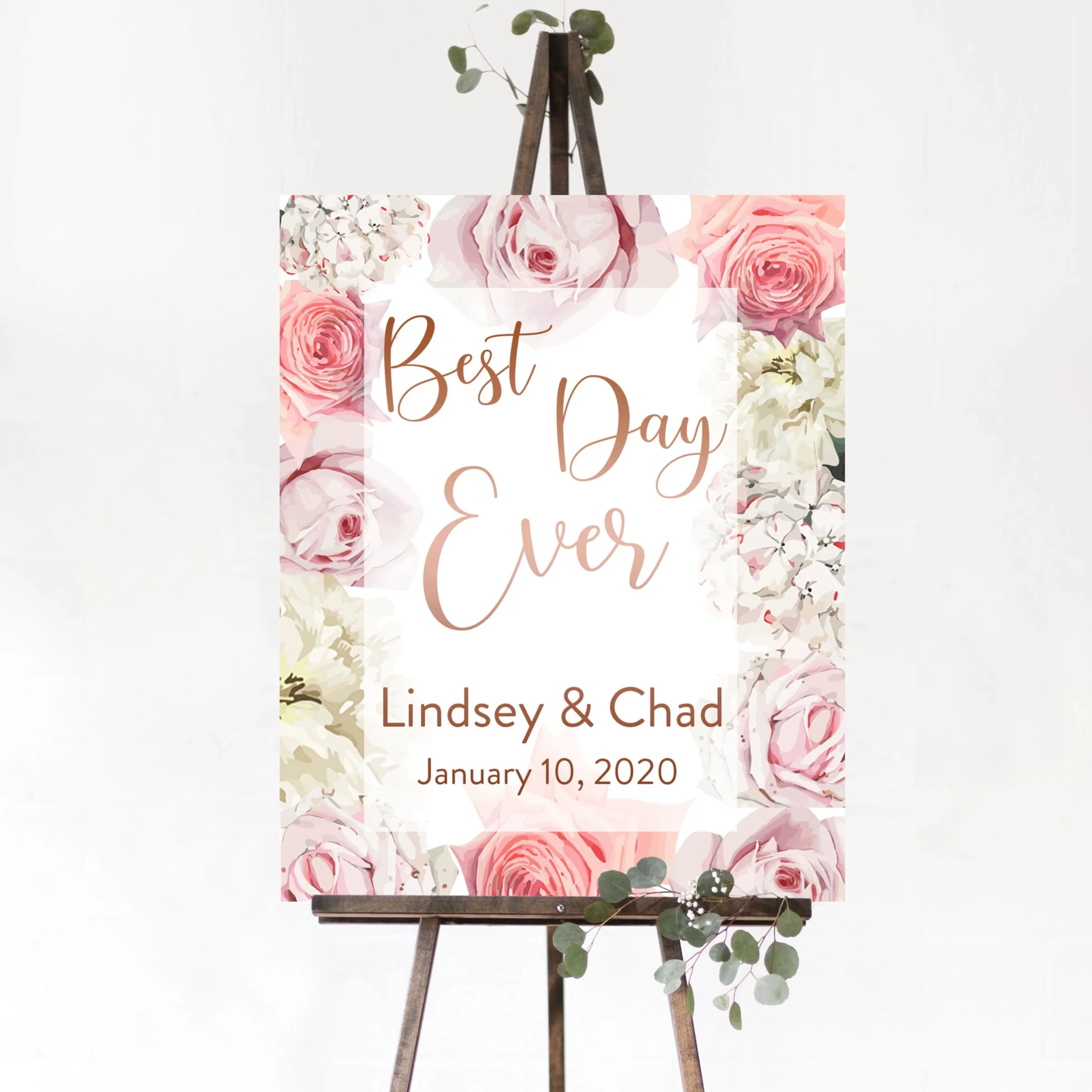 Best Day Ever - Vertical Wedding Welcome Sign