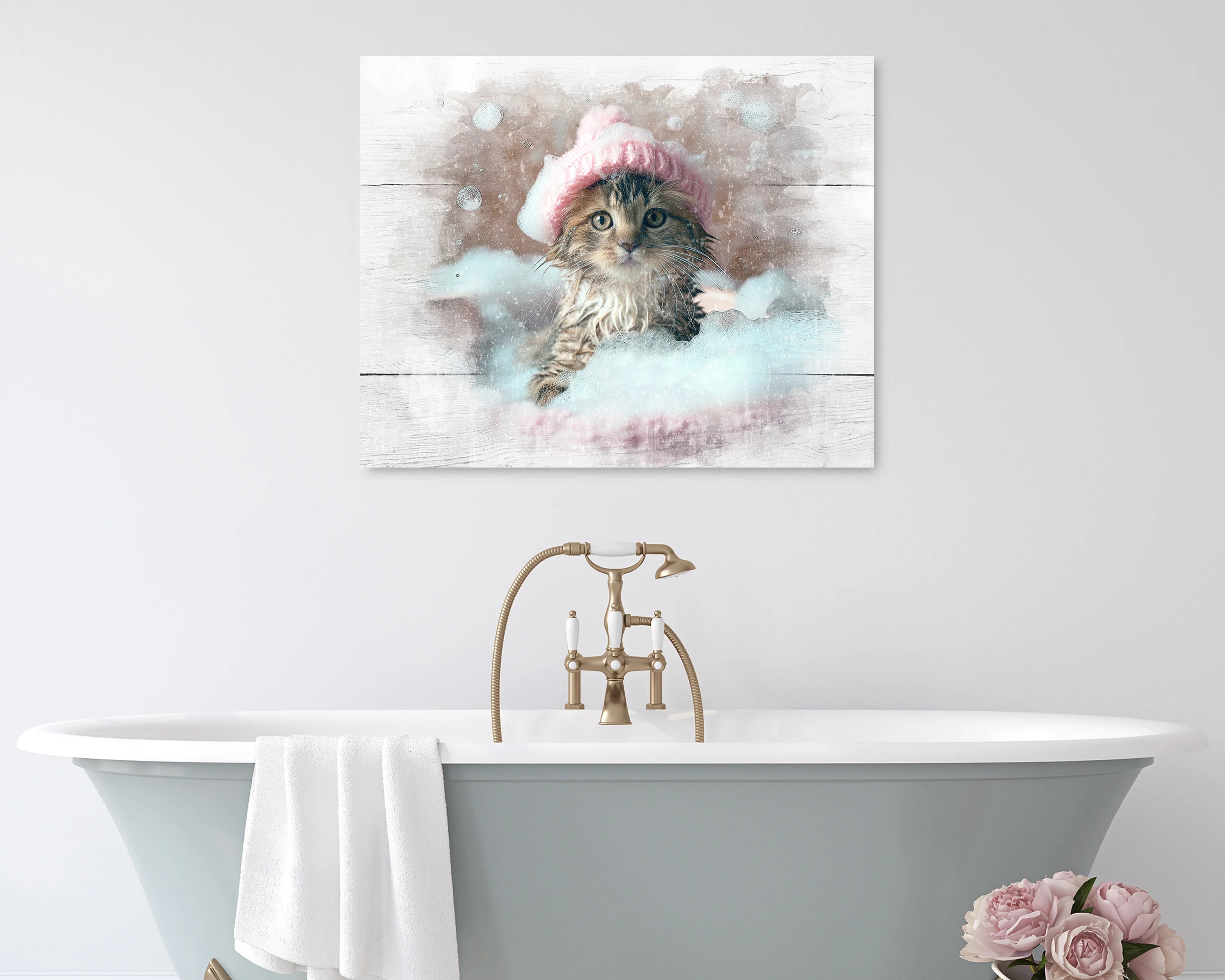 Animals in Bathtub Wall Art