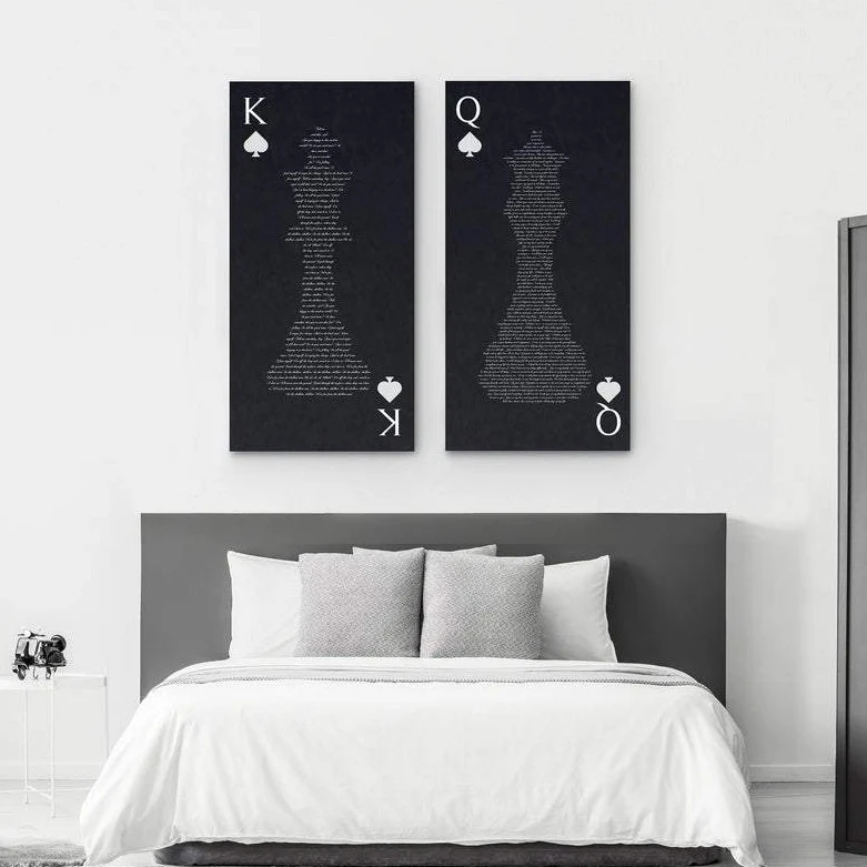 King And Queen 2 Piece Canvas With Song Or Vows Second Anniversary Gift
