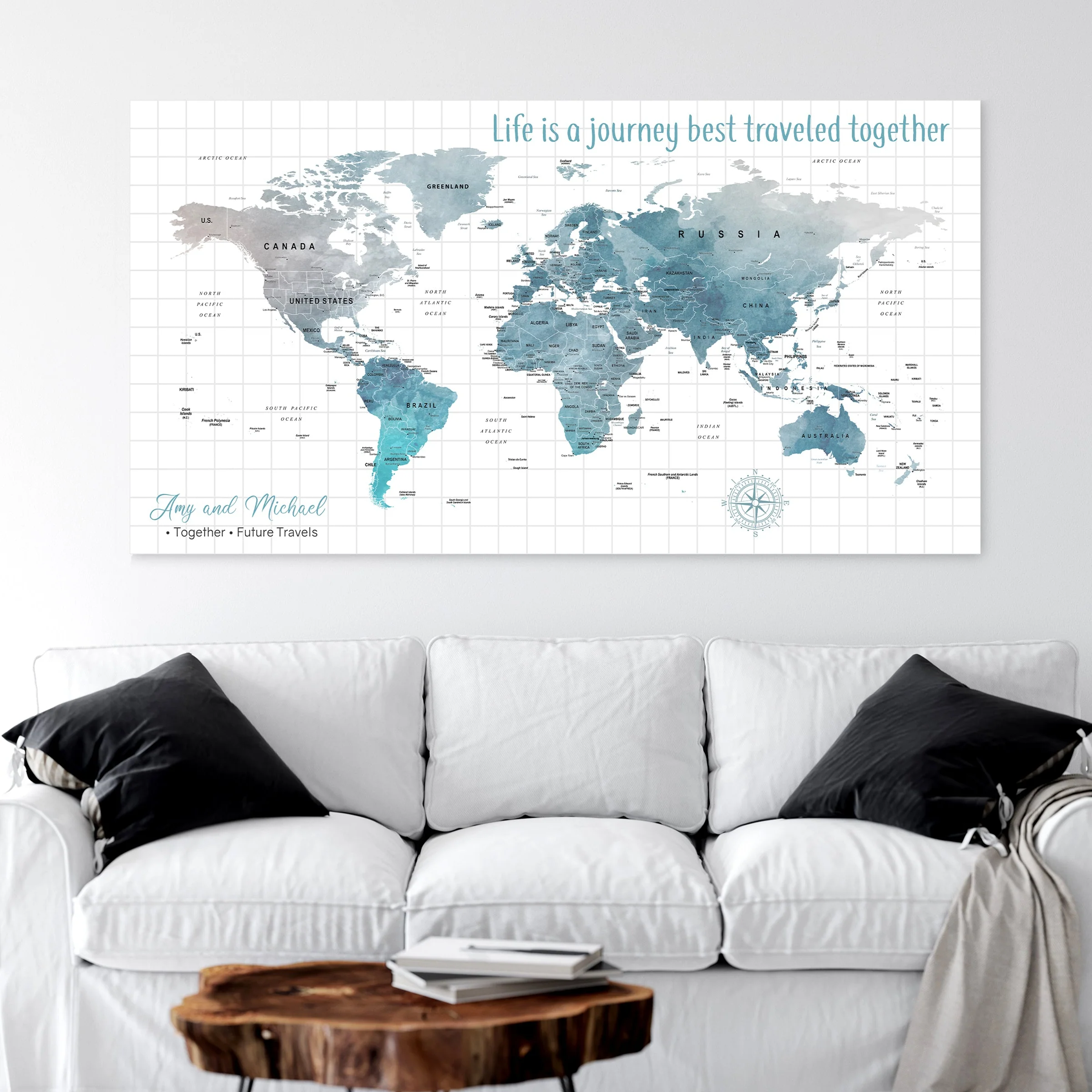 Life is a Journey World Map Canvas