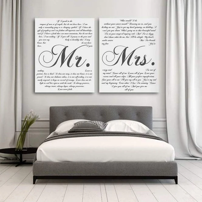 Mr. And Mrs. 2 Piece Canvas Second Anniversary Gift