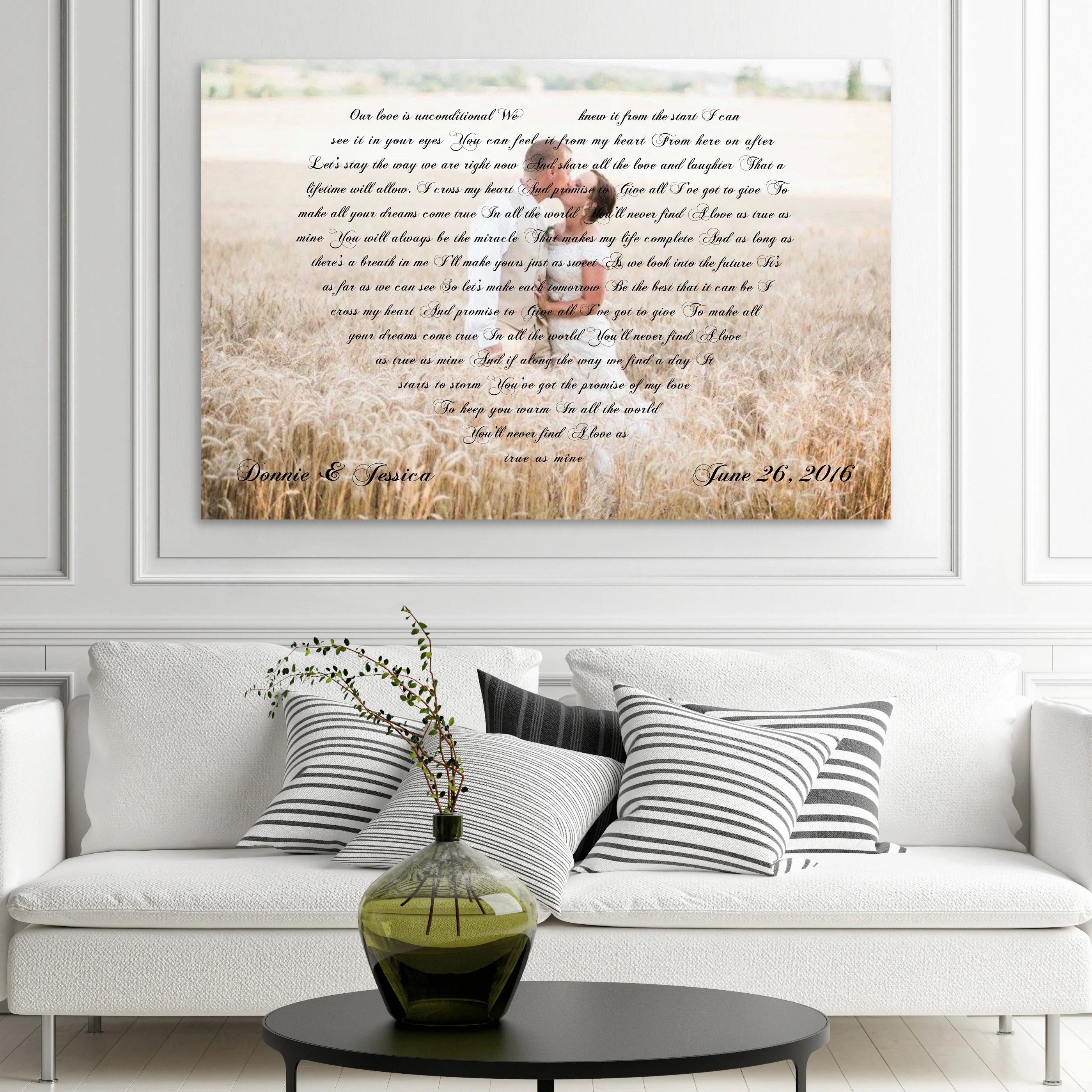 Wedding Vows On Canvas - Heart Shaped Vows