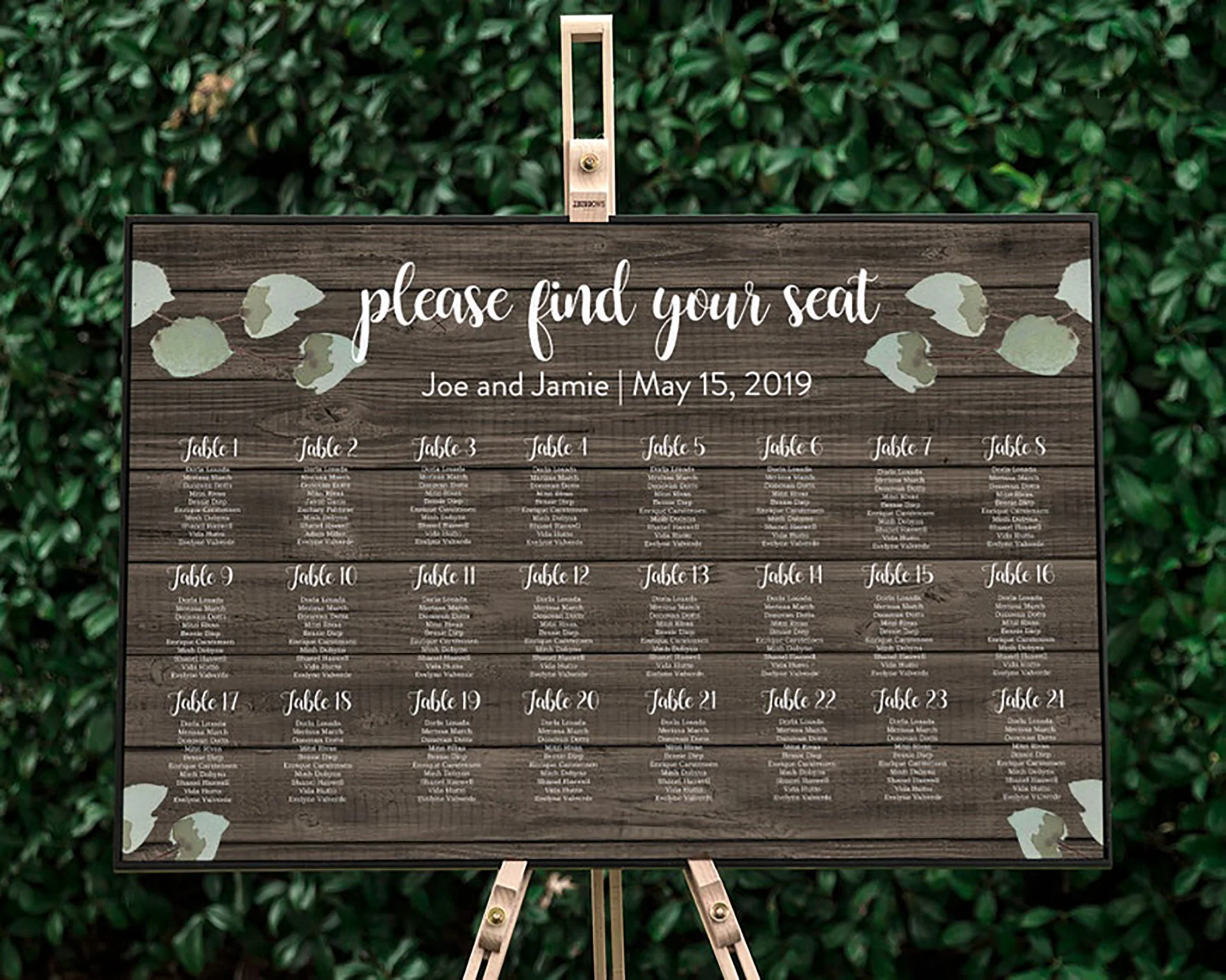 Brown Floral Wedding Seating Chart