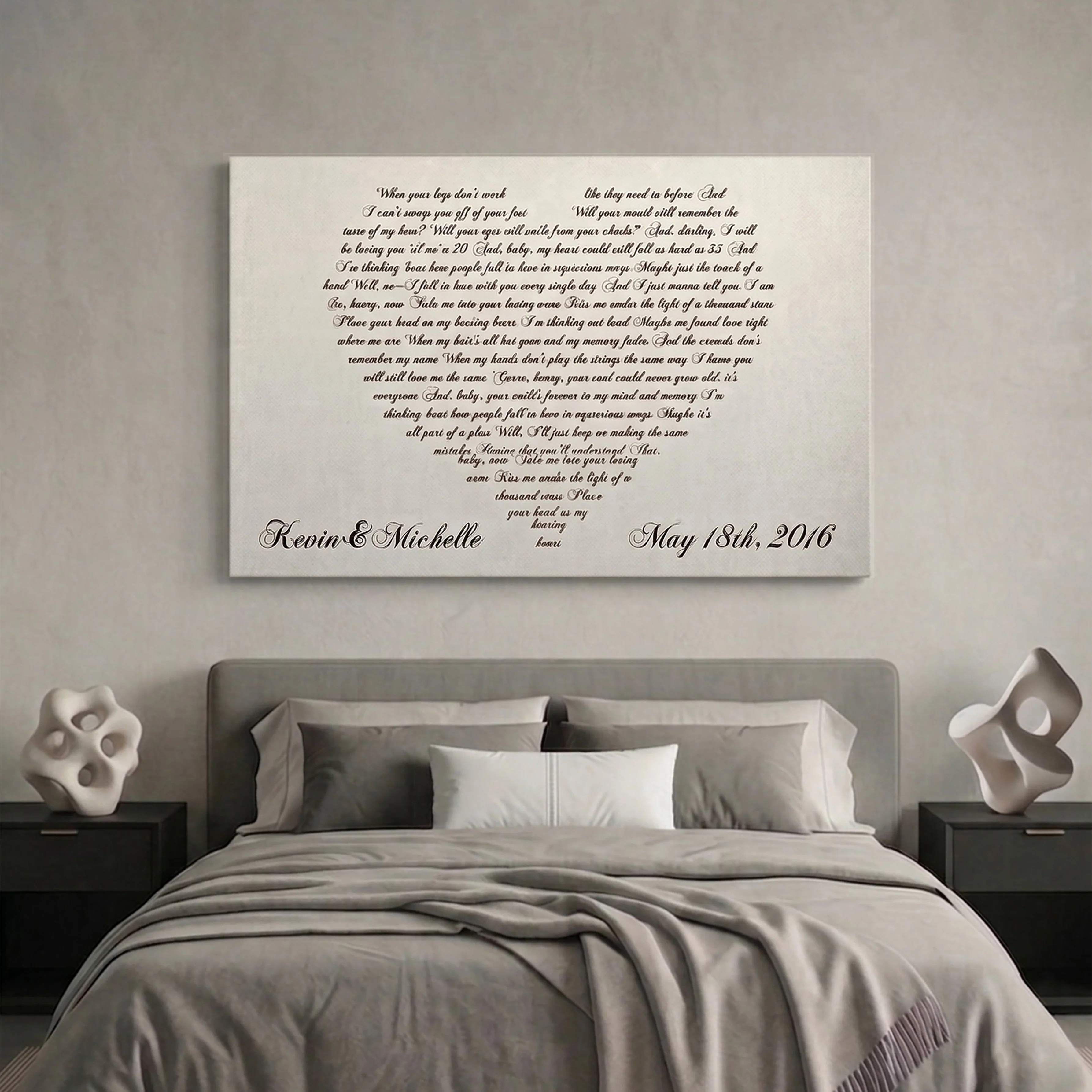 Lyrics In A Heart Canvas - Personalized Canvas
