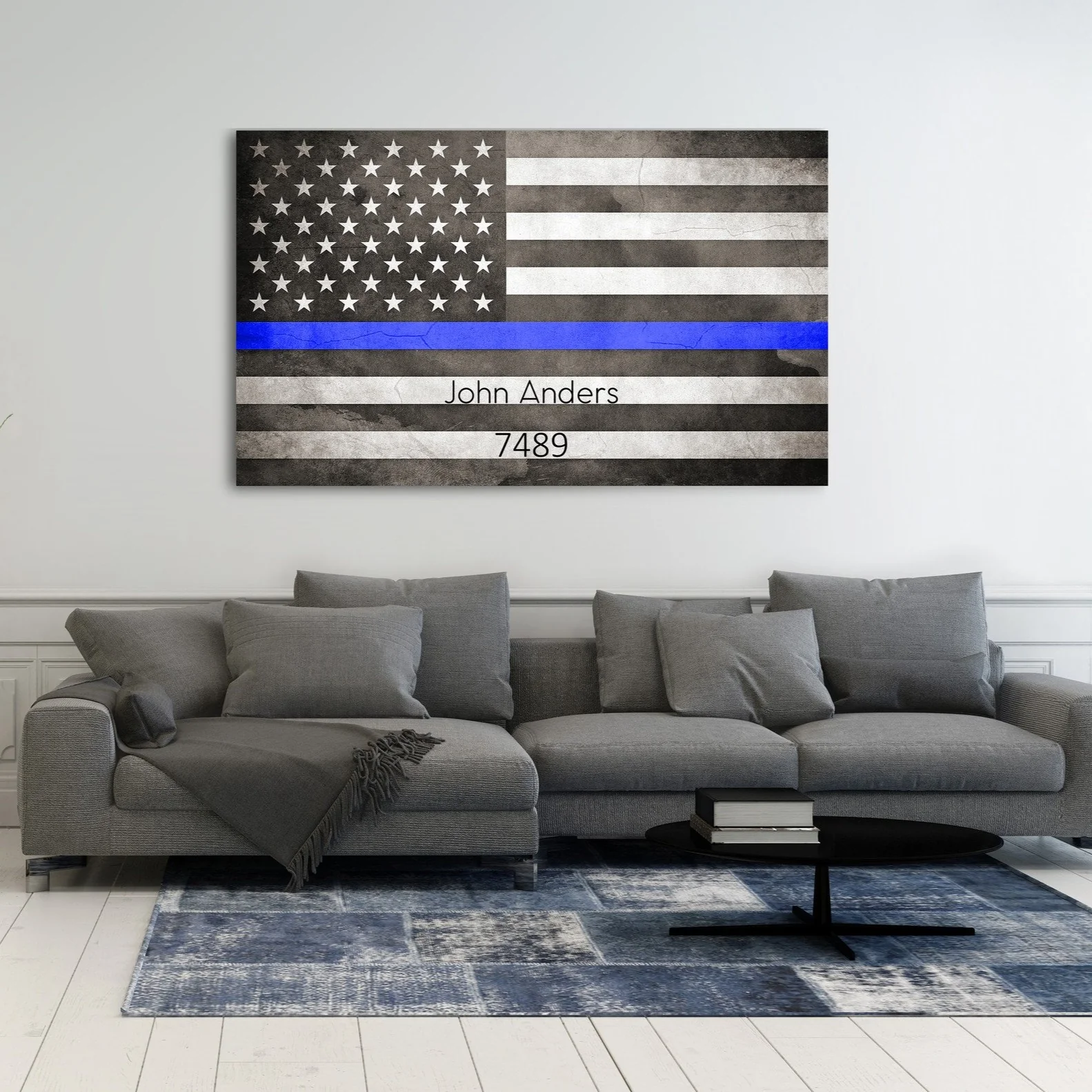Thin Blue Line Flag - Personalized Canvas